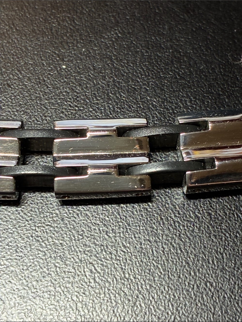 Stainless Steel and black Men's Link vintage Bracelet - Picture 14 of 16